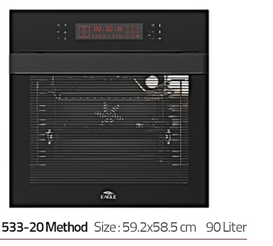 فر توکار تمام برق مشکی,حجم 90 لیتر,20 برنامه پخت ایگل کد 533