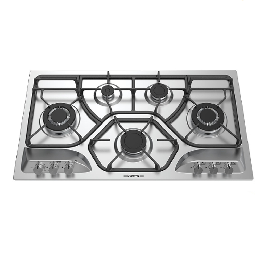 اجاق گاز استیل پنج شعله دو پلوپز تایمر مکانیکی  رابیتس کد 504T
