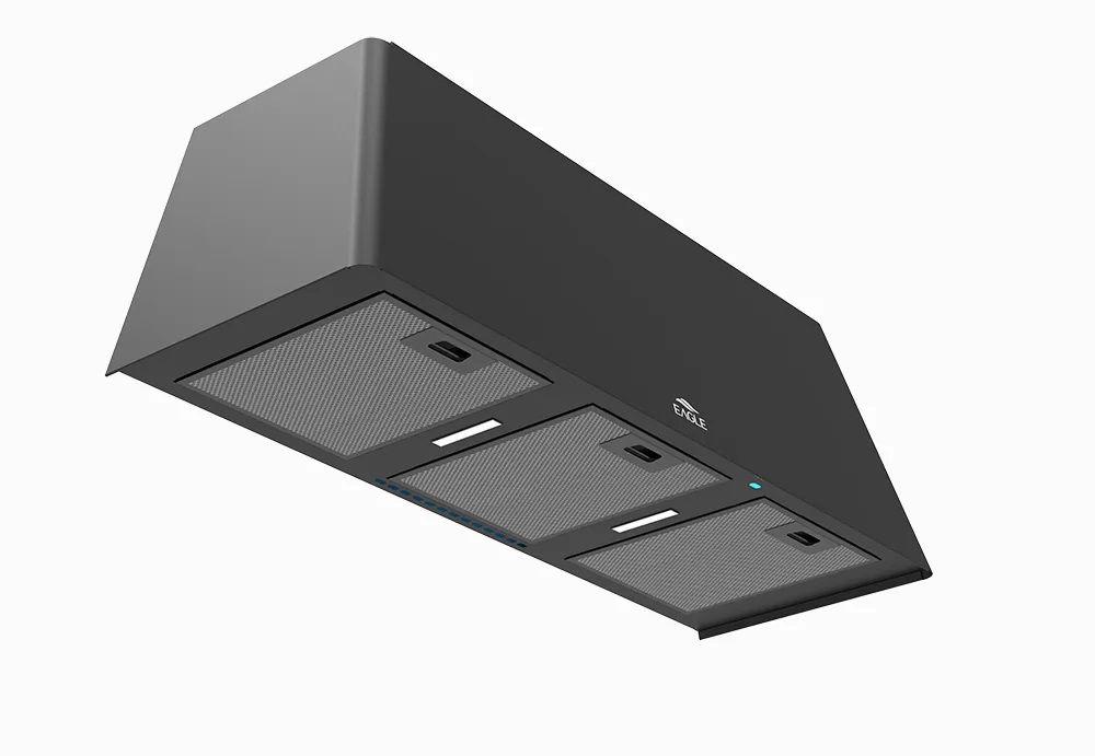 هود روکار چشمی مشکی و سفید,سنسور,موتور 4 دور فلزی توربو سایز 90 ایگل کد 390V